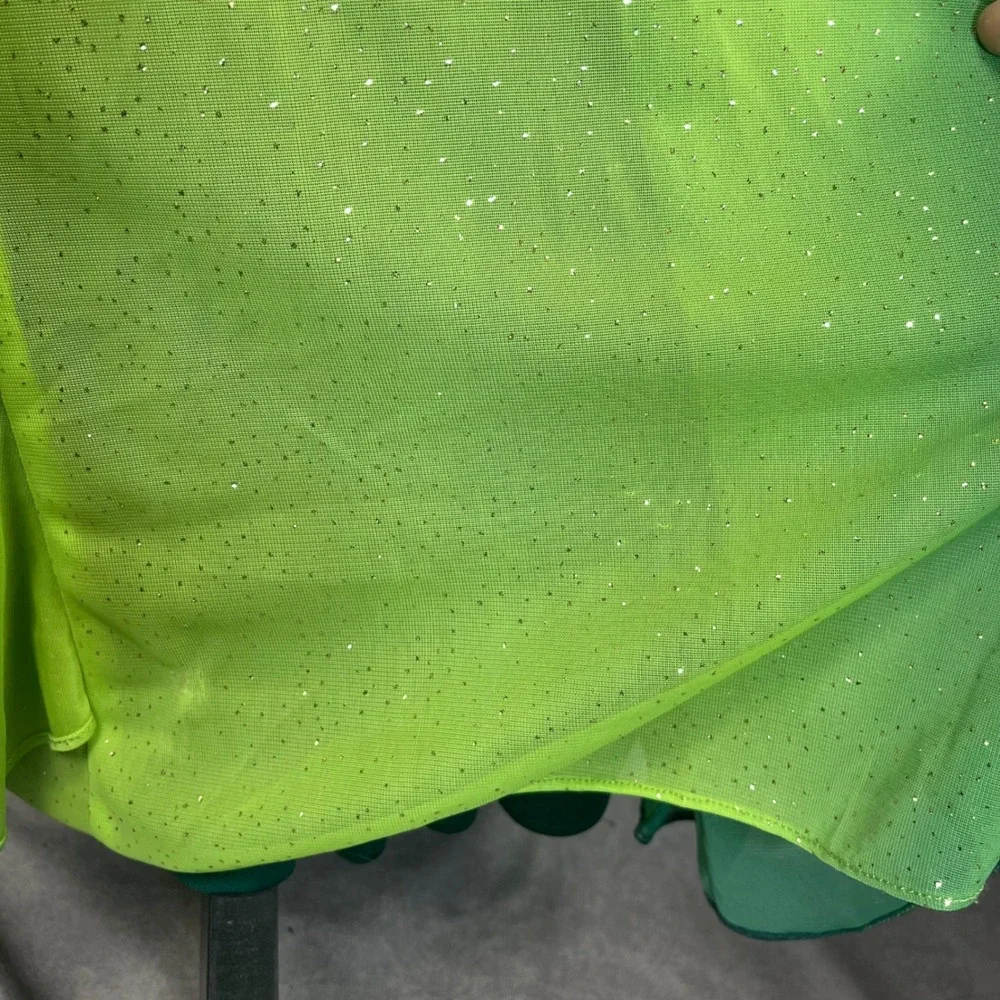 Vtg 90s‎ Y2K Fairy Prom Gown S Green Ombré Overlay Rhinestones Mermaid Dress USA